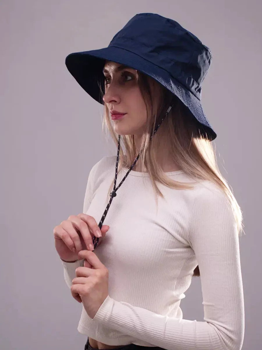 The Foldaway - Packable Wide Brim Sun Hat, Navy (Extended Fit 60-65cm)