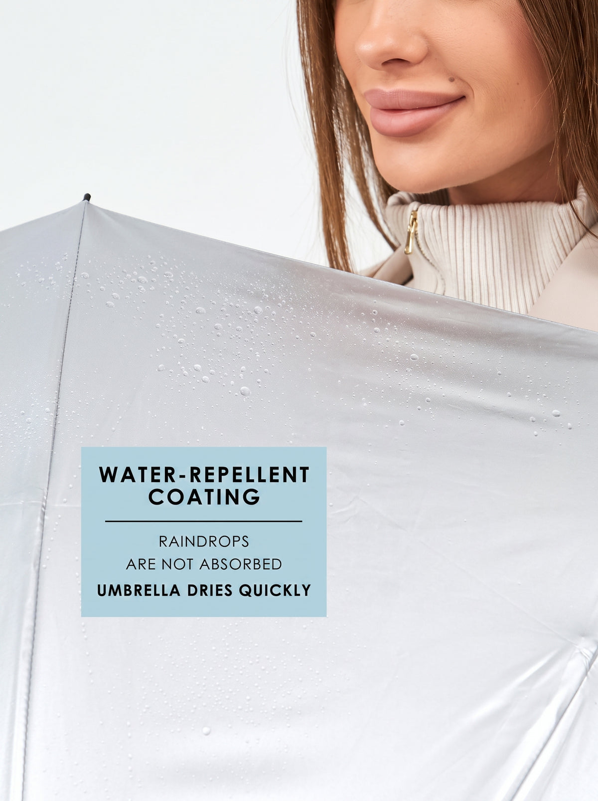 Marie Kiro Canopy compact UV umbrella UPF 50+ in Sky Light Blue, view 6