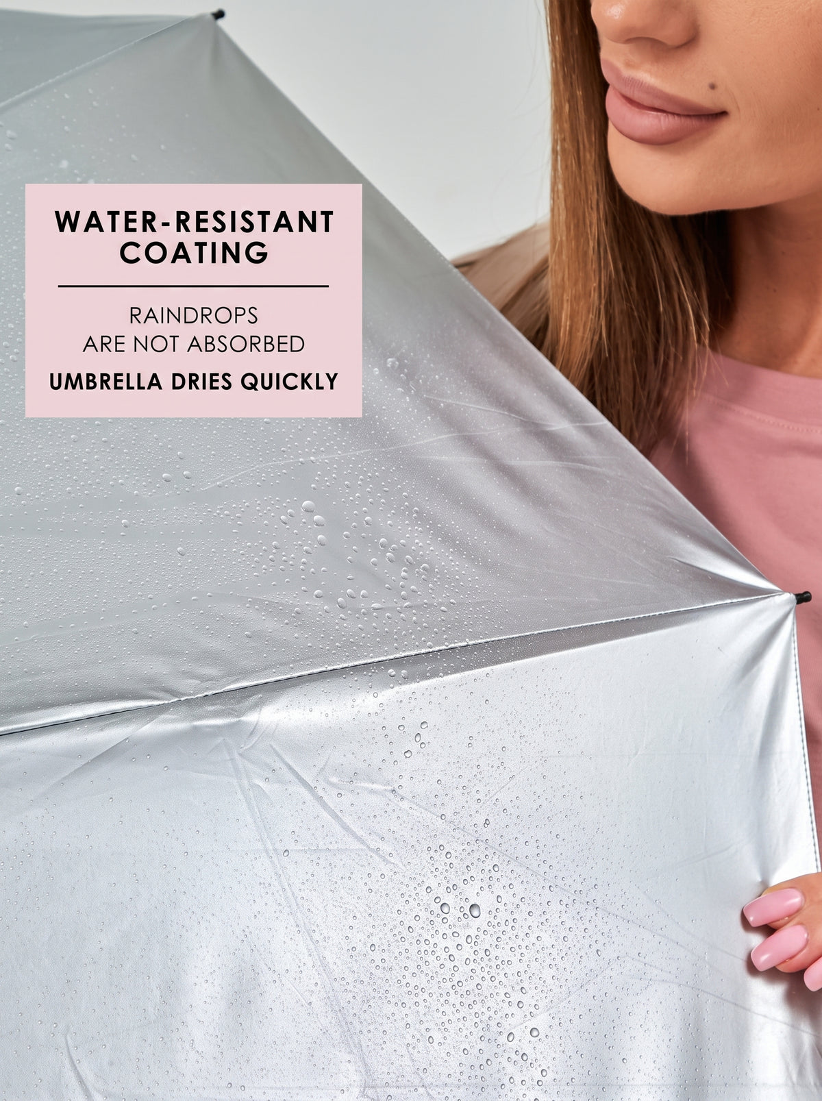 Marie Kiro Canopy Compact UV Umbrella UPF 50+, Blush Pink