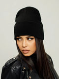 The Cuff - Tall Knit Beanie, Black