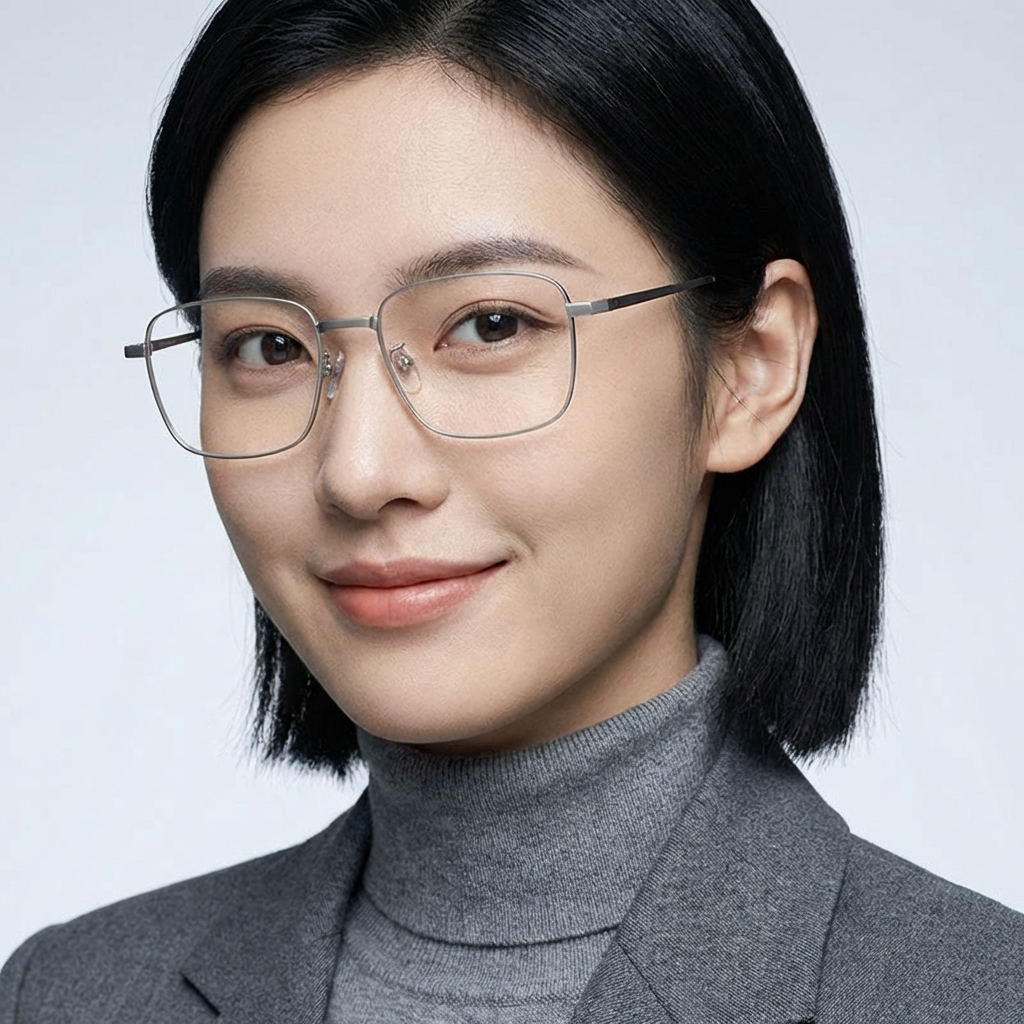 MK Linear // Pure Titanium Wire Square Business Blue Light Eyeglasses