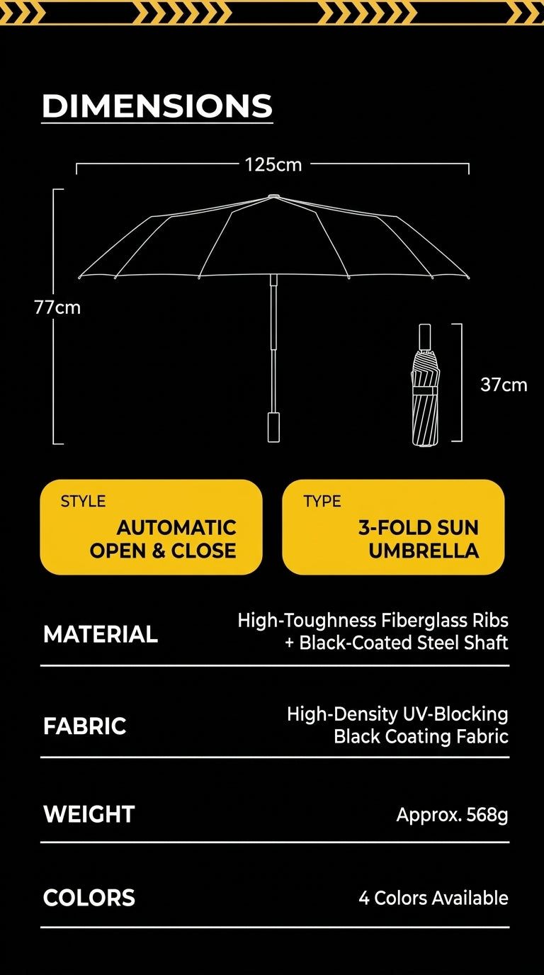 Overstory Large Folding Sun & Rain Umbrella, 125 cm, Automatic Open & Close