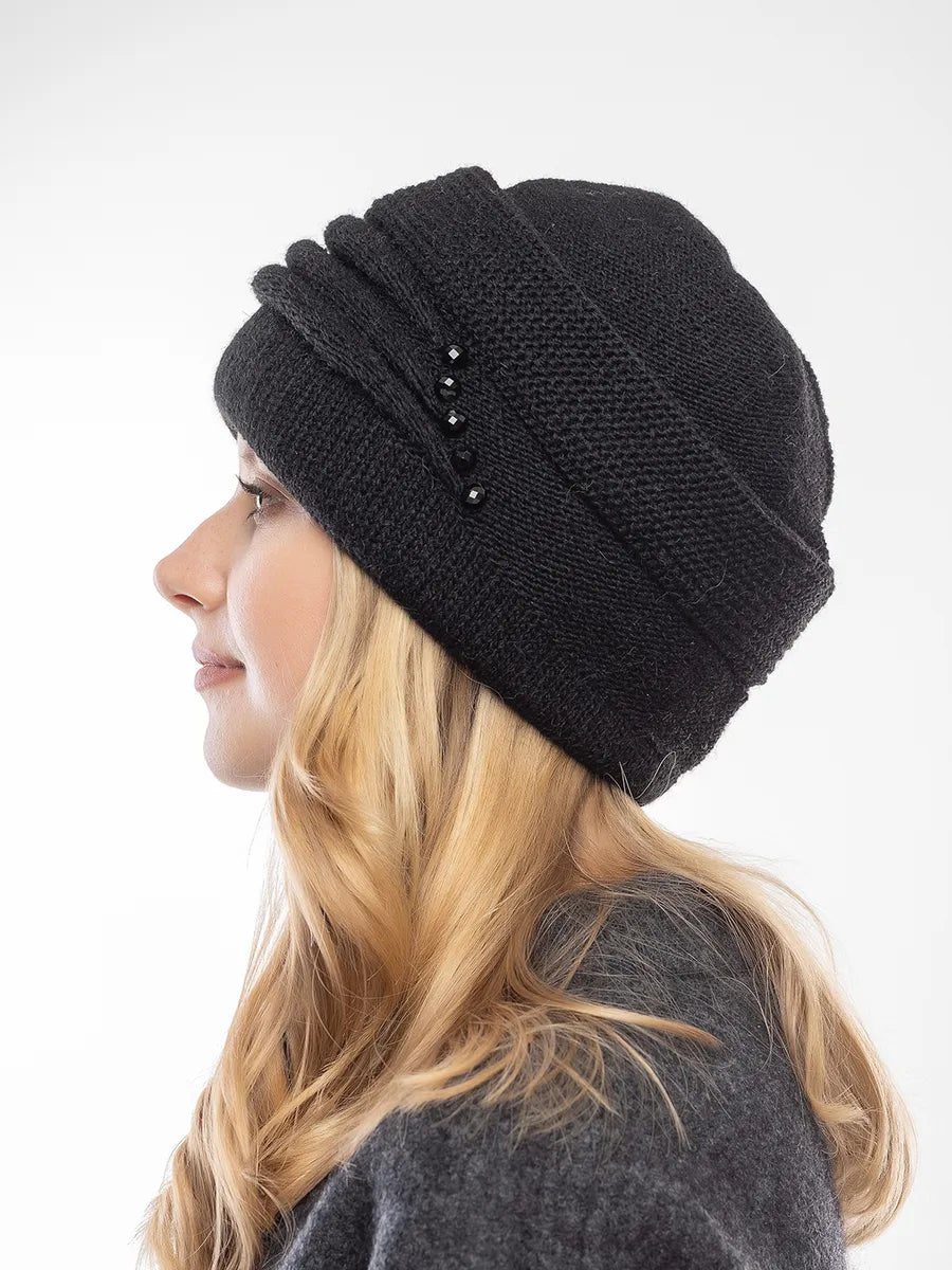 The Cold Open - Wide-Brim Knit Beanie, Black