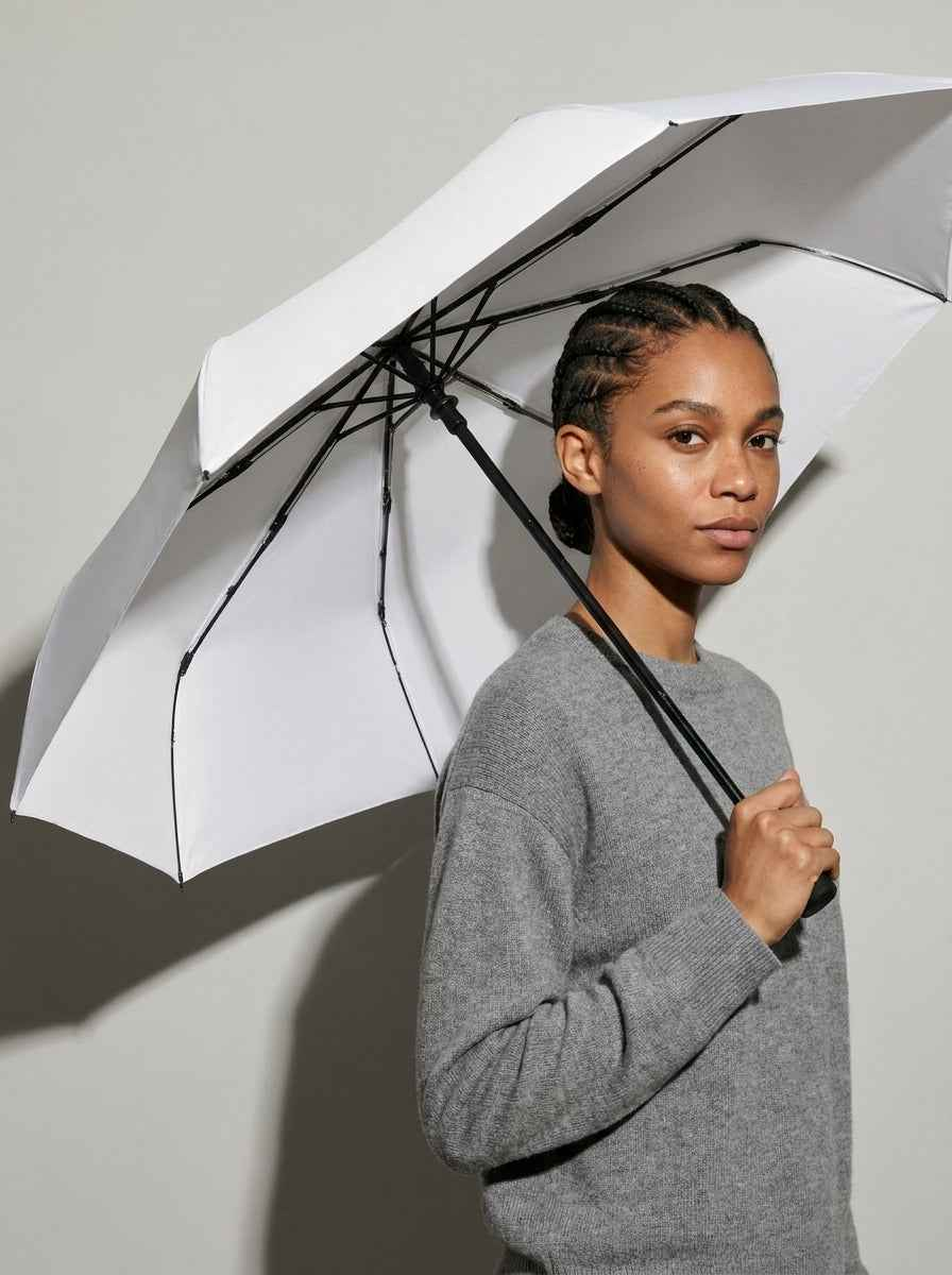 The Canopy - Pearl | Automatic Titanium Silver UV Umbrella UPF50+ Compact Tri-Fold