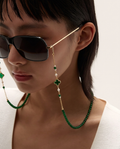 Retro Beaded Chain: Titanium & Chalcedony Eyewear Chain