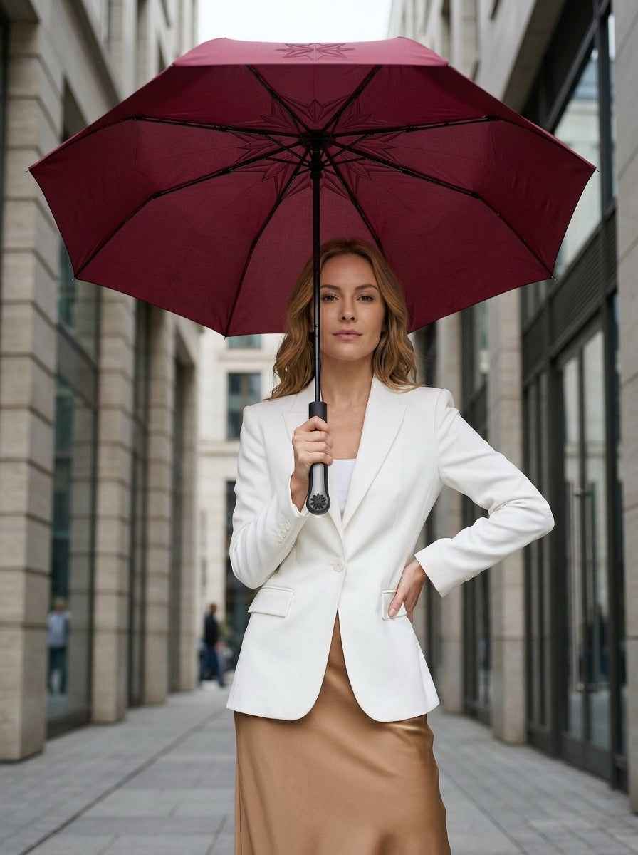 The Keep - Red | 10-Rib Automatic Compact Travel Umbrella