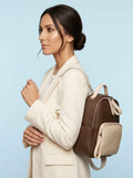 The Duet - Mini Backpack  Coffee & Cream | Two-Tone Vegan Leather Small Backpack Purse