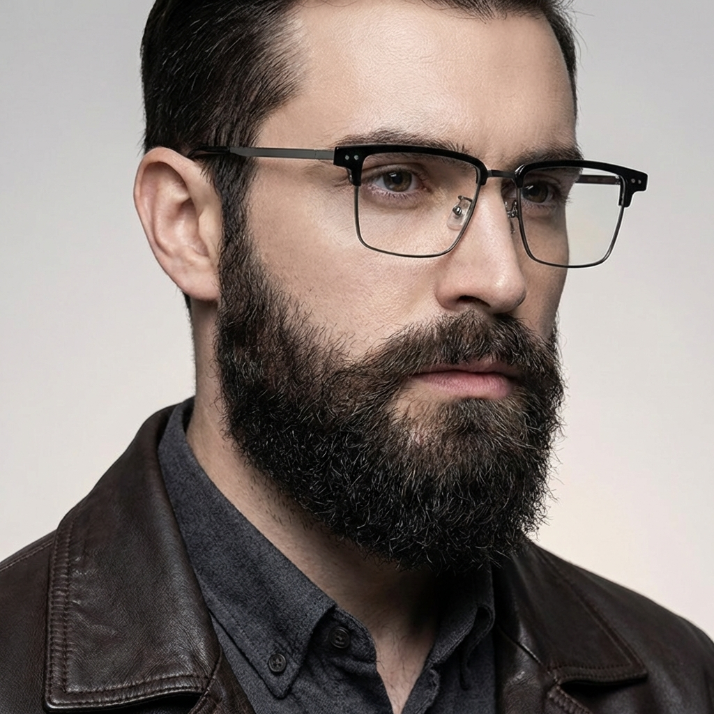 MK Cipher // Pure Titanium Geometric Square Blue Light Eyeglasses