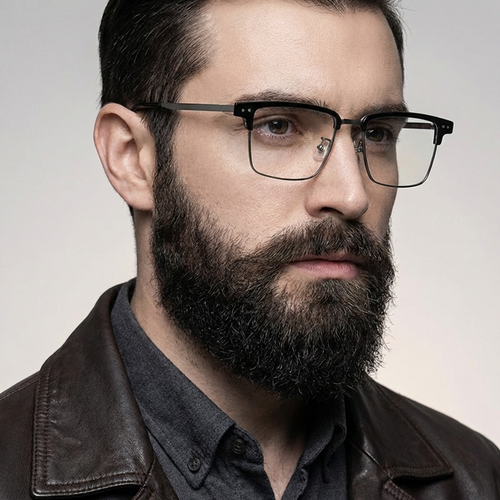 MK Cipher // Pure Titanium Geometric Square Blue Light Eyeglasses