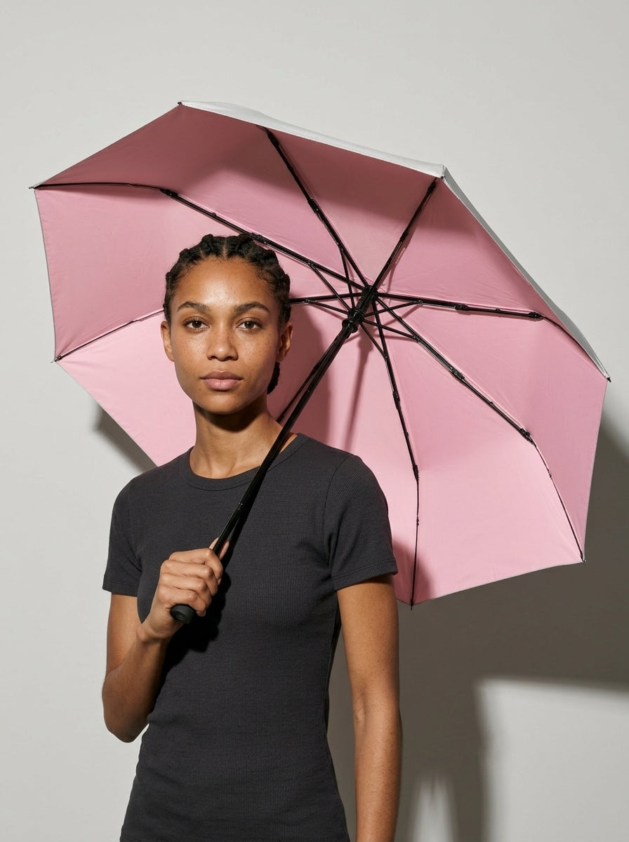 The Canopy - Blush | Automatic Titanium Silver UV Umbrella UPF50+ Compact Tri-Fold