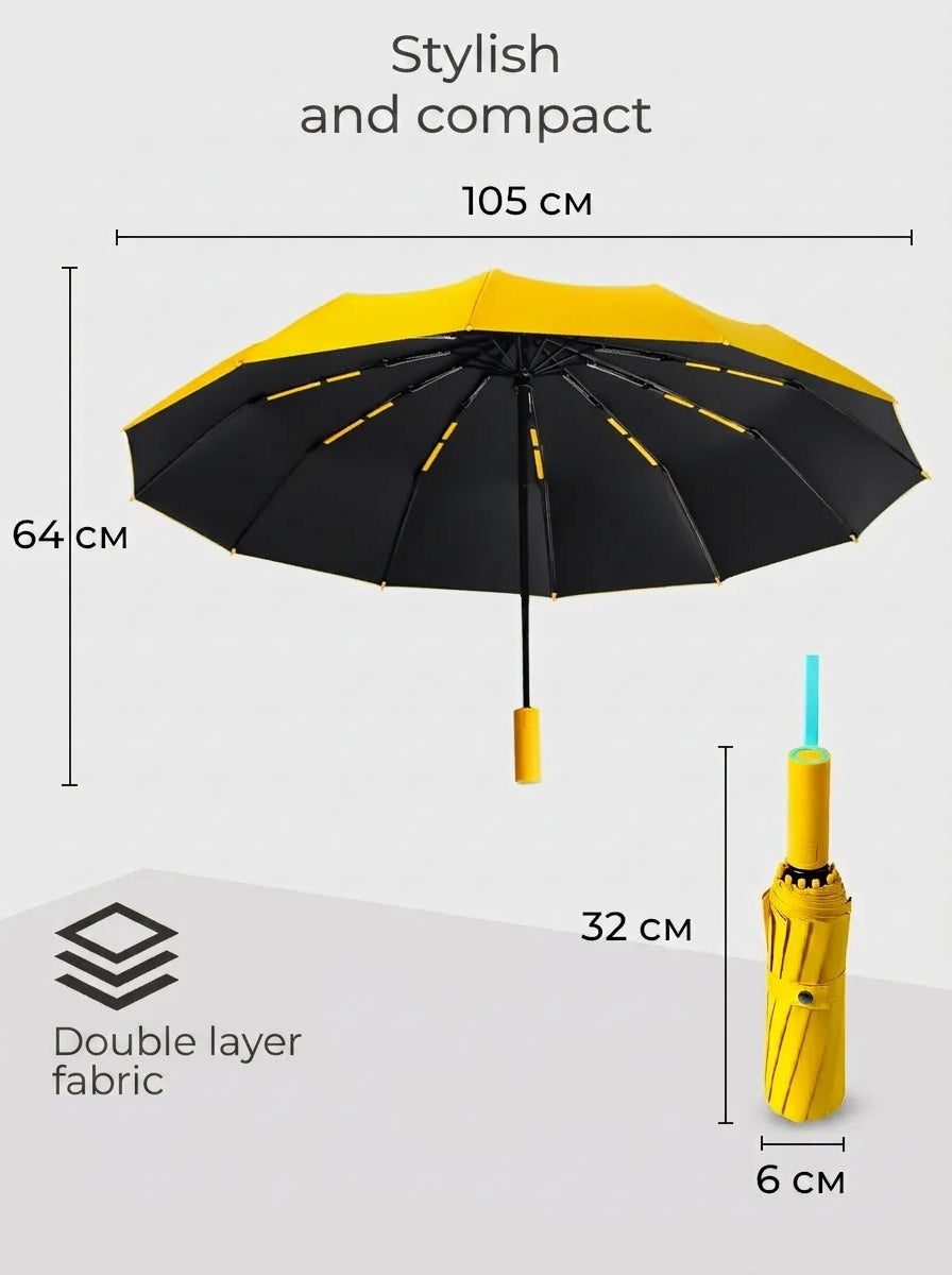 The Bastion - Yellow Compact UPF50+ Automatic Windproof Travel Umbrella