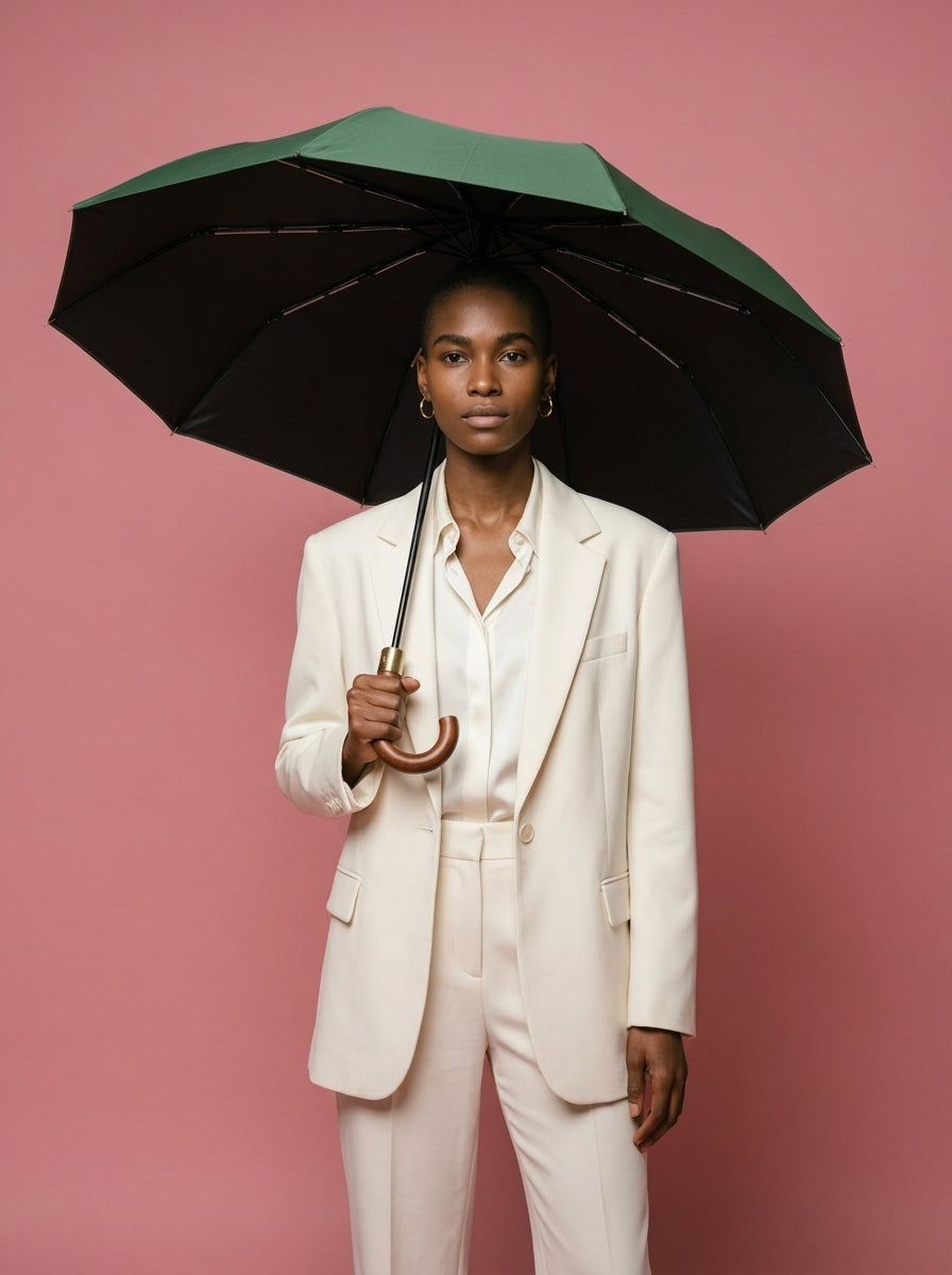 The Envoy - Night Green | Solid Wood Handle Automatic Umbrella | UPF50+