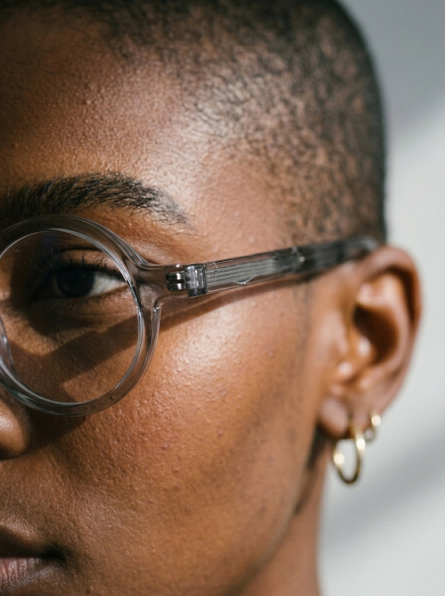 The Index  Transparent Gray | Blue Light Optical Frames | TR90 Round Eyeglasses