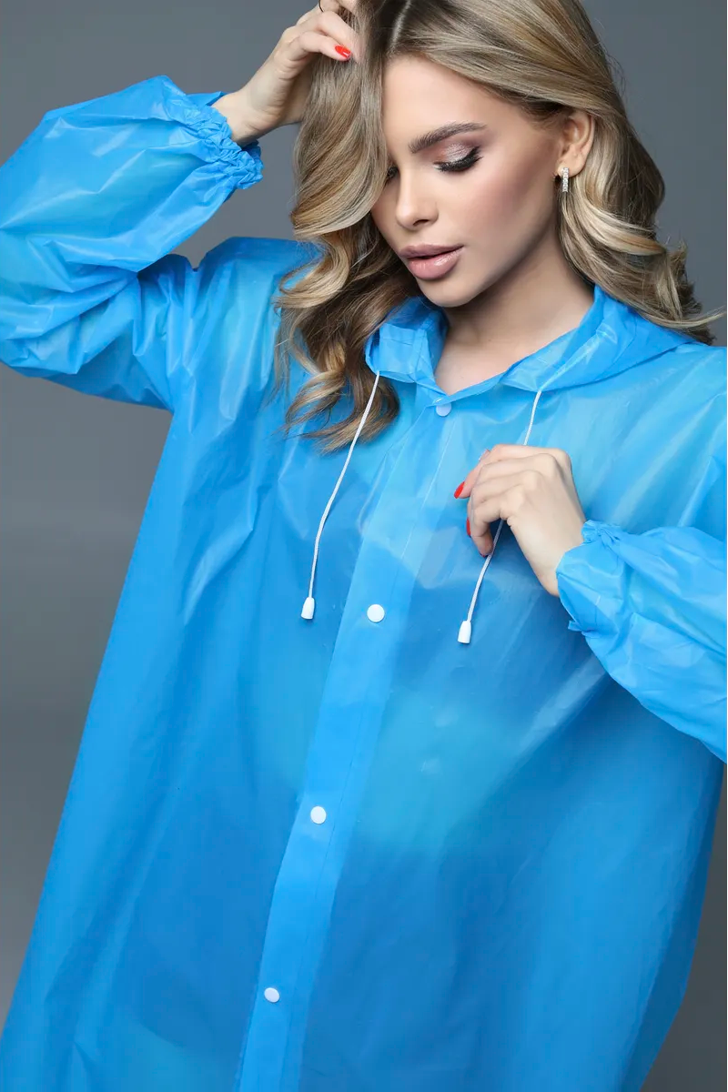 The Backup Plan - EVA Hooded Rain Coat, Blue