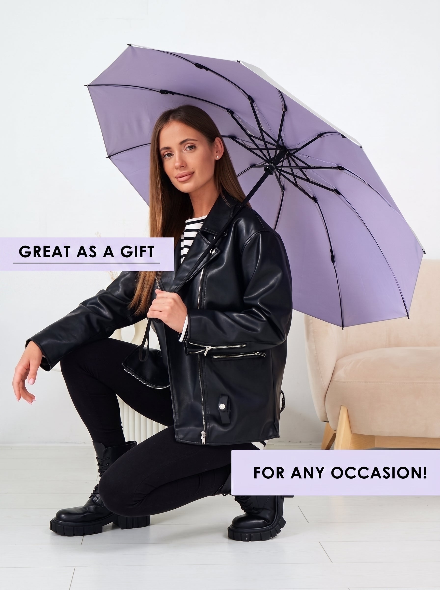 Marie Kiro Canopy Compact UV Umbrella UPF 50+, Iris Purple