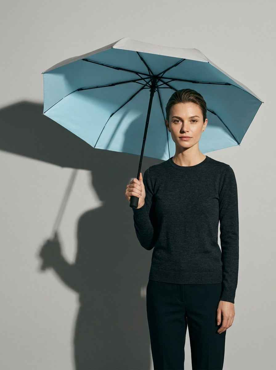 The Canopy - Sky Light Blue | Automatic Titanium Silver UV Umbrella UPF50+ Compact Tri-Fold