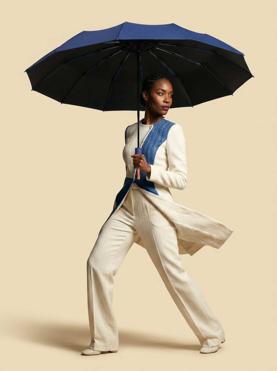 The Bastion - Blue Compact UPF50+ Automatic Windproof Travel Umbrella