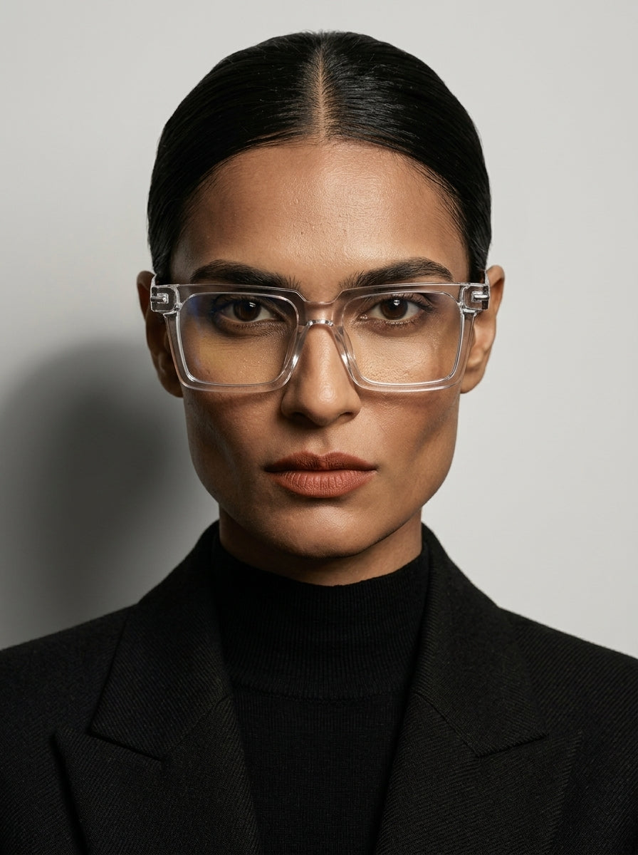 The Facade | Transparent, Blue Light Optical Frames | Square Glasses | TR90 Frame