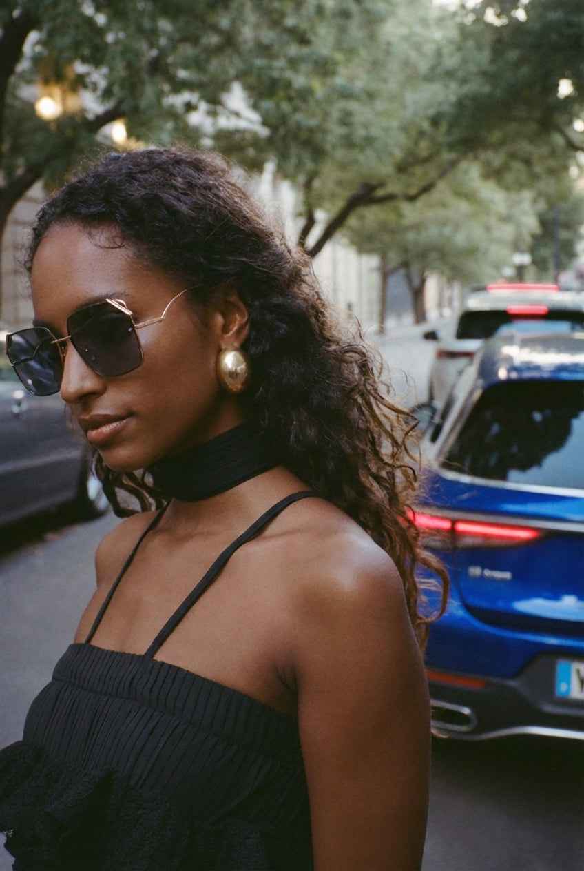 MK-Luna-Polygon Polarized Sunglasses for Women - Oversized UV400 Nylon Lens Metal Frame - High-Fashion Street Style Shades