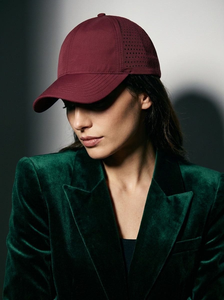The Traverse - Wine Red | Water-Repellent Mesh Quick-Dry Baseball Cap