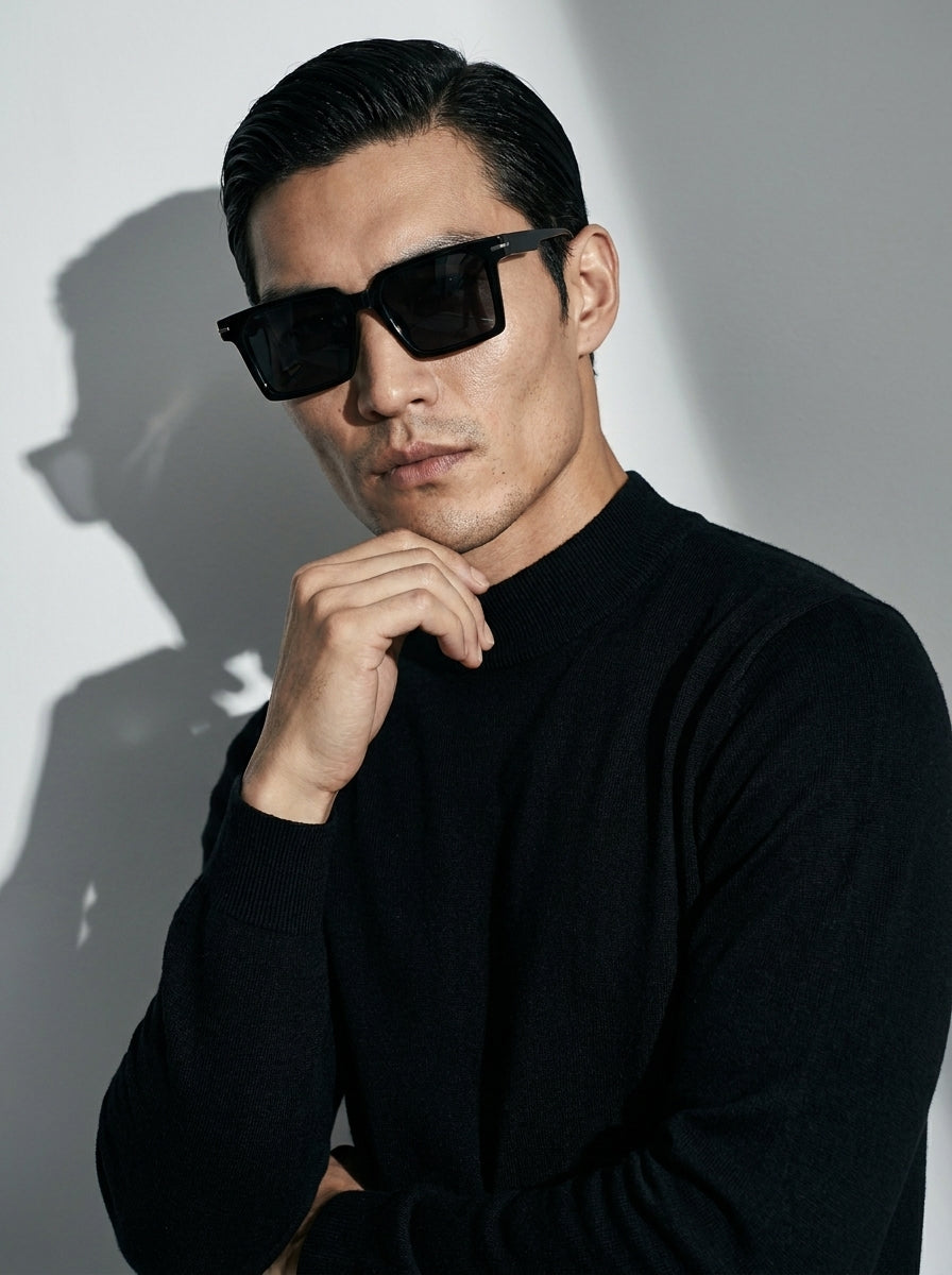 The Facade | Polarized Black | Square Sunglasses | UV400 TAC Polarized Gray Lenses