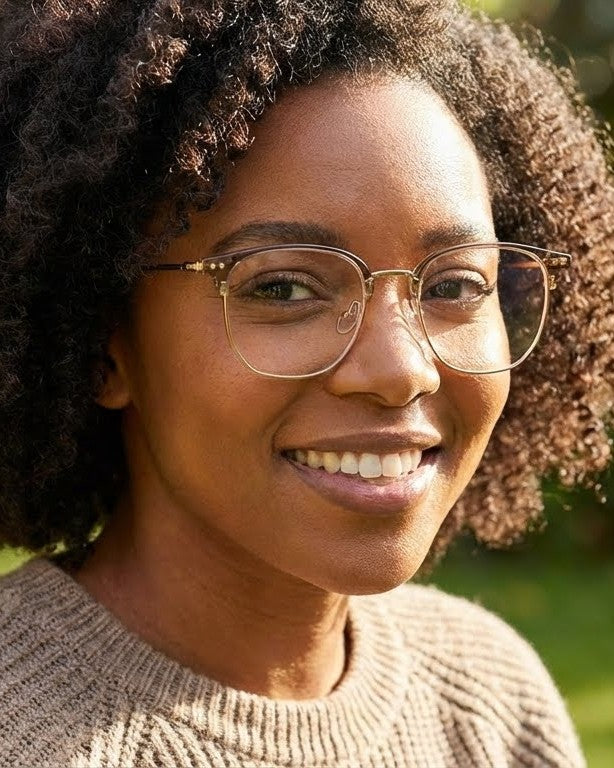 Semi-Rimless Glasses  Anti-Blue Light Browline Frames. Ultra-Lightweight Retro Eyewear for Men & Women (Prescription Ready)