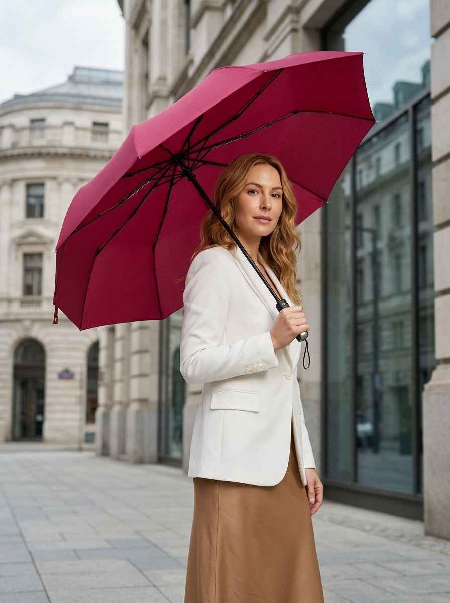 The Keep - Red | 10-Rib Automatic Compact Travel Umbrella