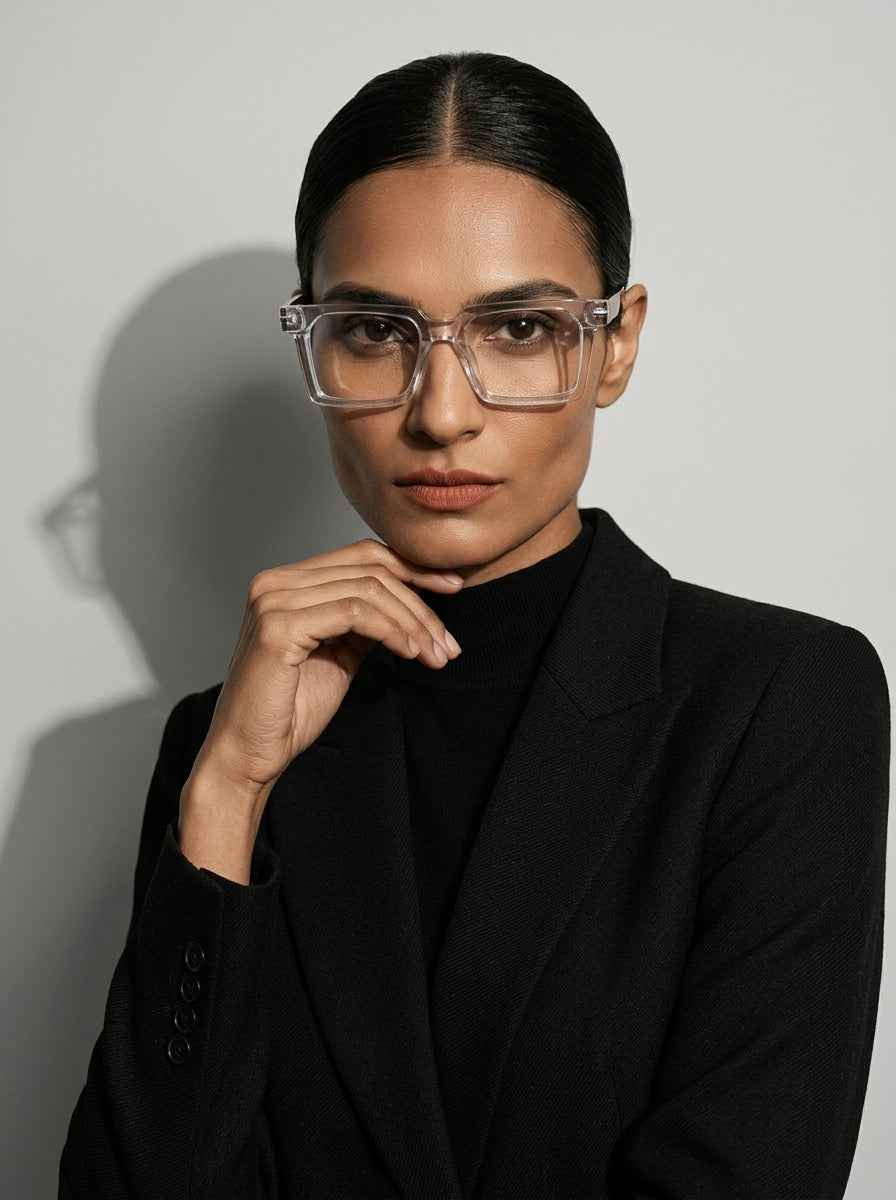 The Facade | Transparent, Blue Light Optical Frames | Square Glasses | TR90 Frame