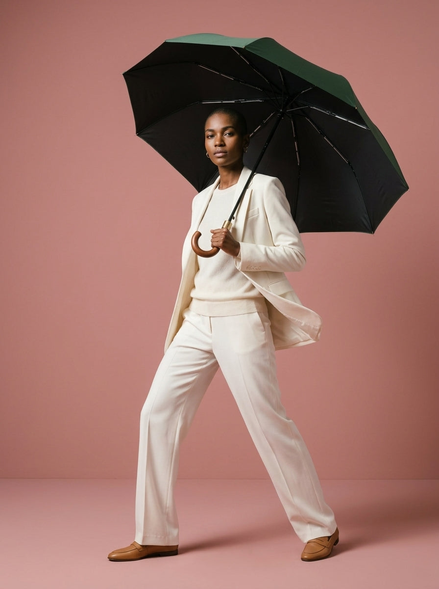 The Envoy - Night Green | Solid Wood Handle Automatic Umbrella | UPF50+