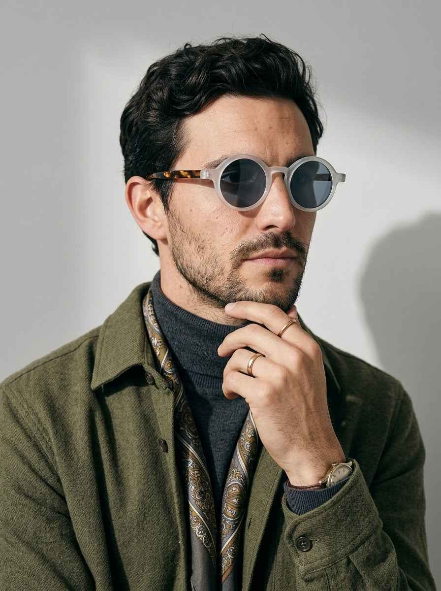 The Index Polarized Sand | Round Sunglasses | UV400 TAC Polarized Blue Lenses