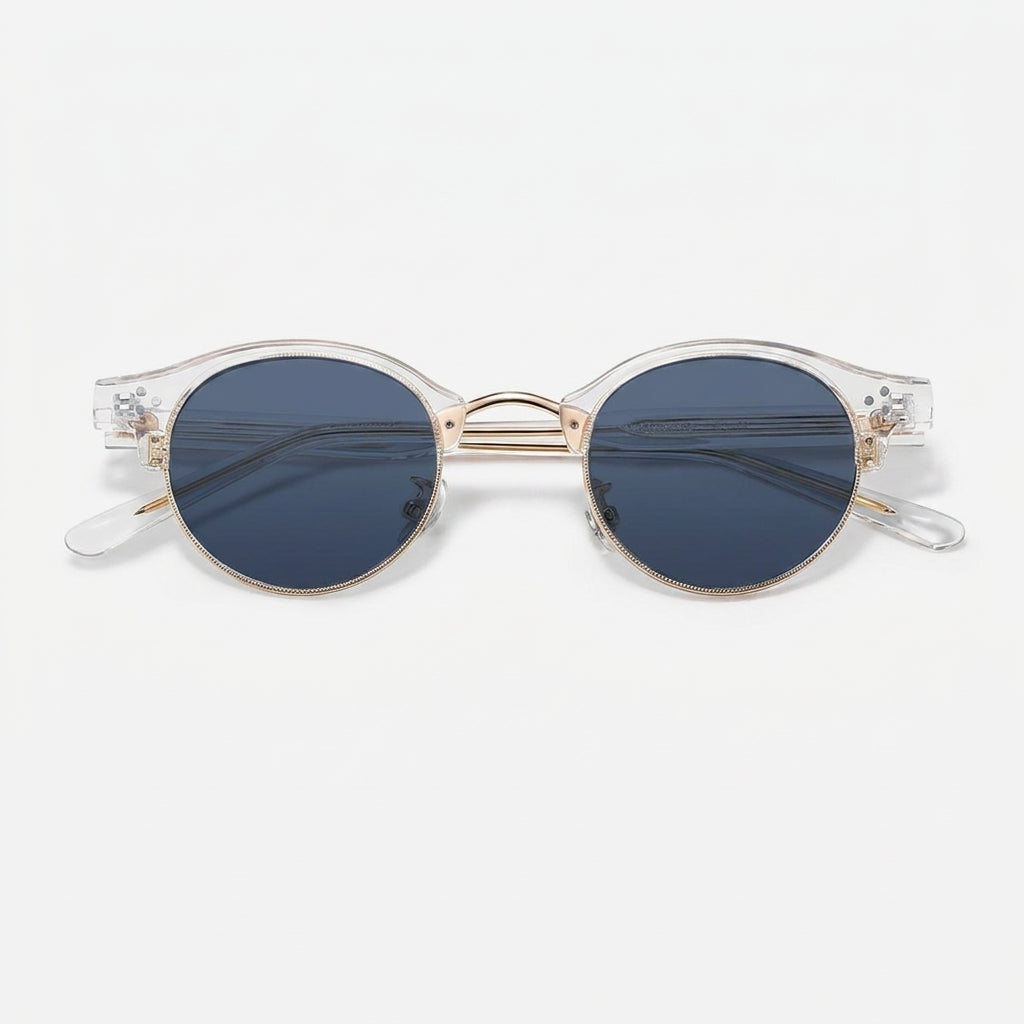 The Vantage - Transparent with Blue Lens | Round Half-Frame Polarized Sunglasses | UV400 TR90