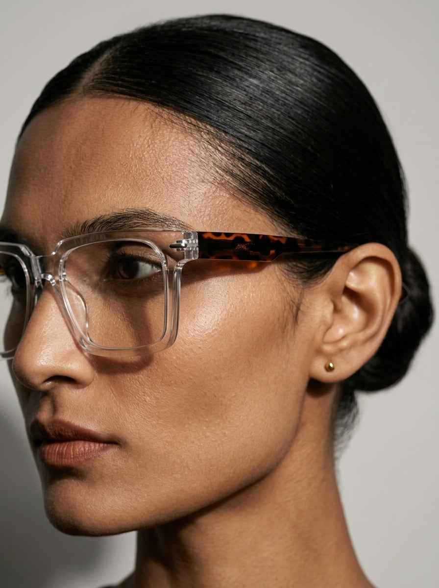 The Facade | Transparent, Blue Light Optical Frames | Square Glasses | TR90 Frame