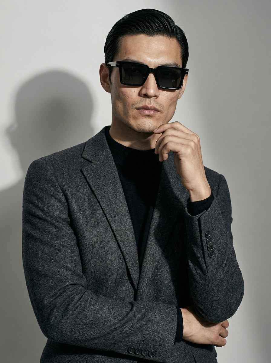 The Facade | Polarized Black | Square Sunglasses | UV400 TAC Polarized Gray Lenses