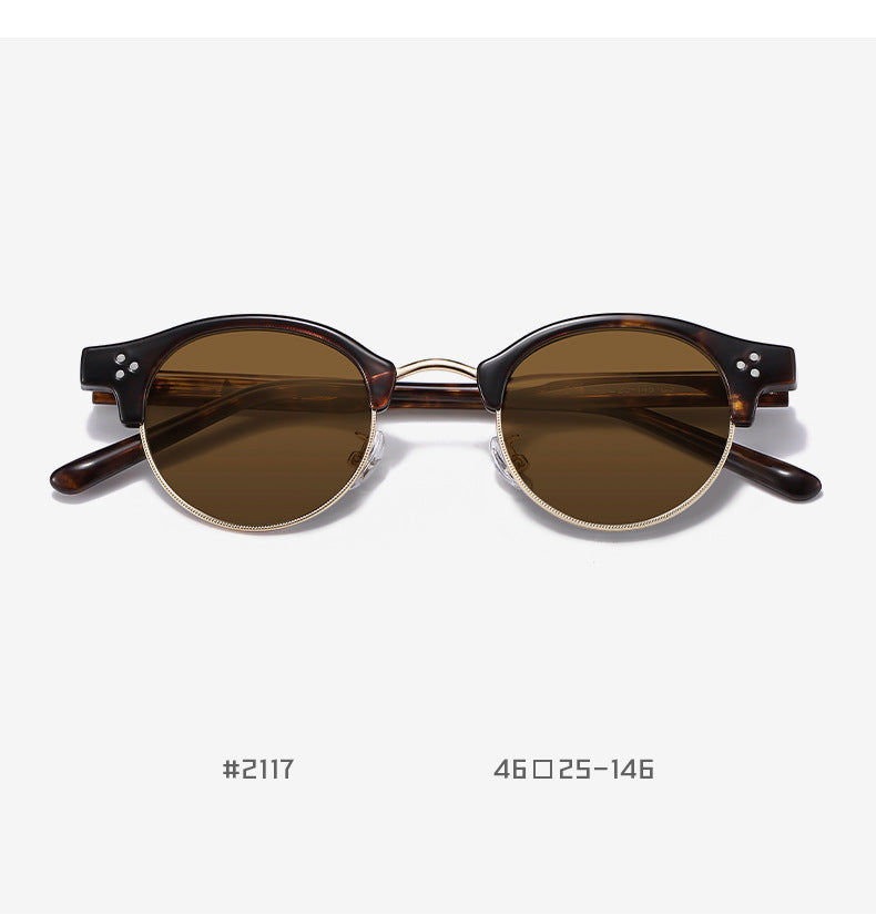 The Vantage - Tortoise with Amber Lens | Round Half-Frame Polarized Sunglasses | UV400 TR90