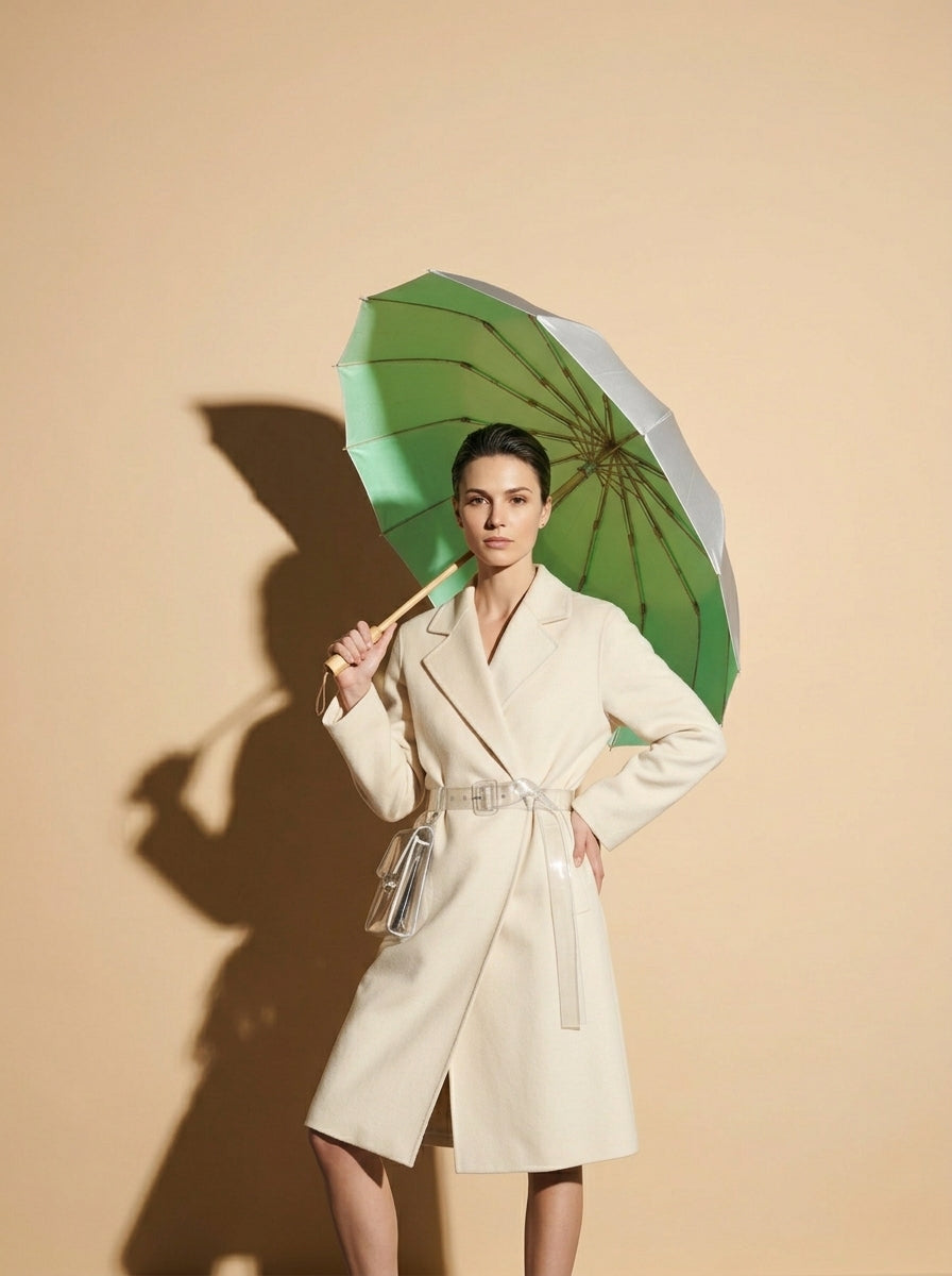 The Prism - Gradient Green Tri-Fold Umbrella | 16-Rib Compact Sun & Rain Shield