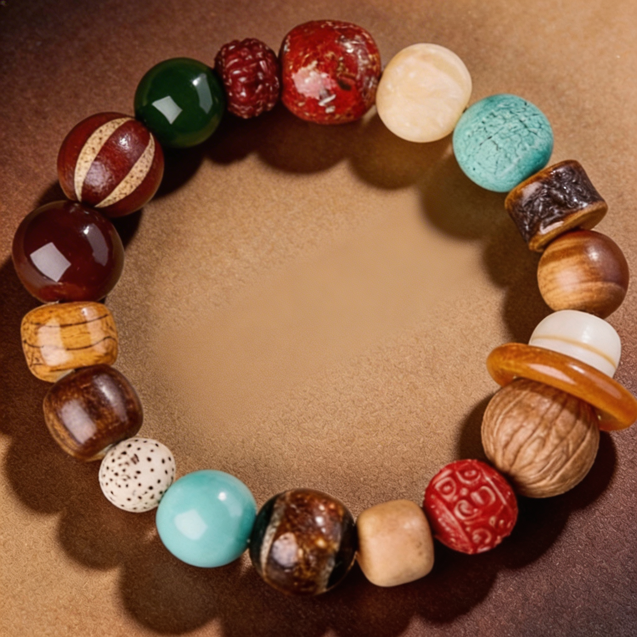 18-Bead Sacred Bodhi Seed & Multi-Gemstone Bracelet - 12mm Vajra Buddhist Meditation Beads