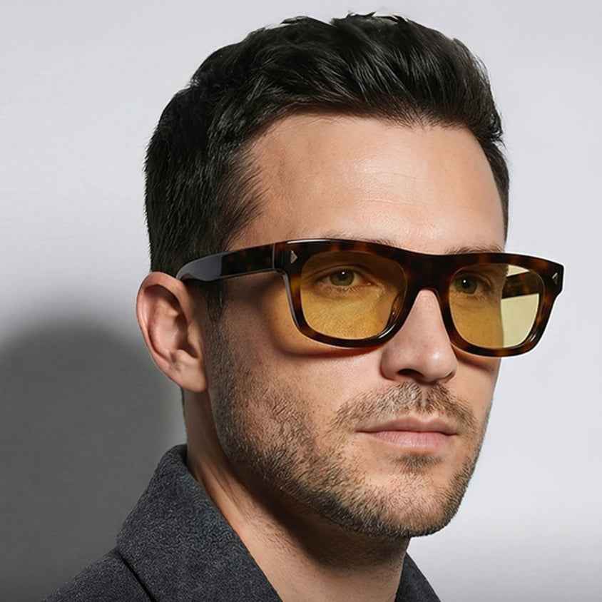 The MK-Gilded Pillar Sunglasses - Apex-Clarity HD Polarized - High-Contrast Amber Optics - Sculpted Italian Acetate