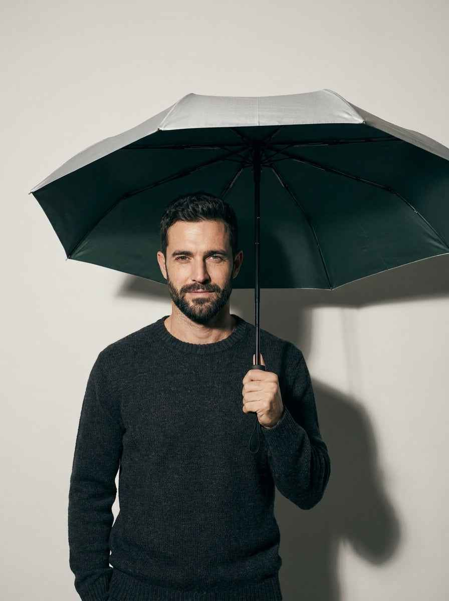 The Canopy - Moss Green | Automatic Titanium Silver UV Umbrella UPF50+ Compact Tri-Fold