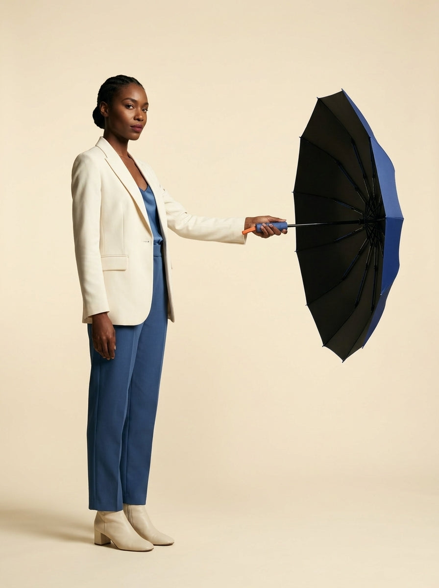 The Bastion - Blue Compact UPF50+ Automatic Windproof Travel Umbrella