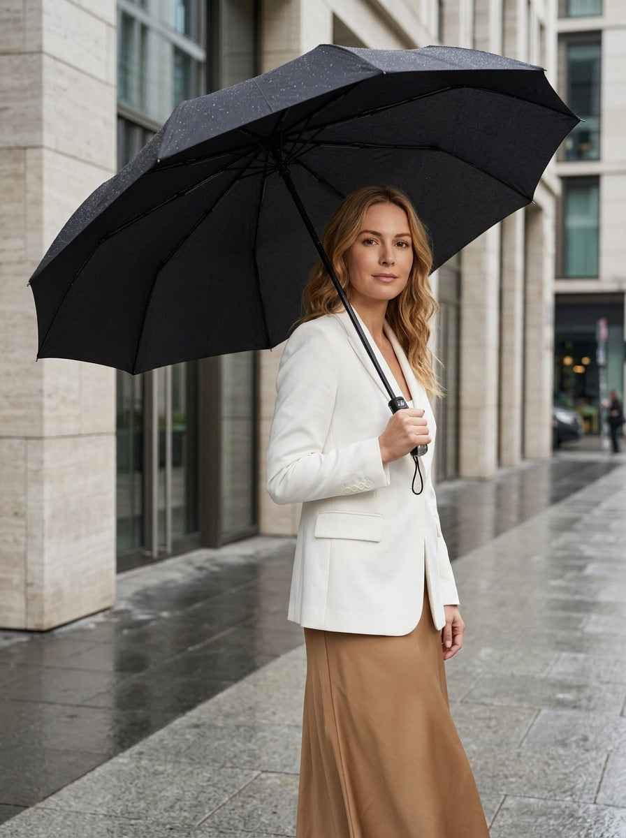 The Keep - Black | 10-Rib Automatic Compact Travel Umbrella