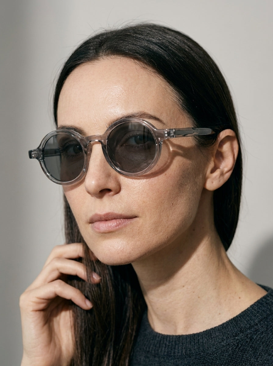 The Index | Polarized Transparent Gray | Round Sunglasses | UV400 TAC Polarized Lenses