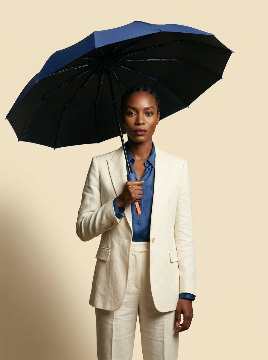 The Bastion - Blue Compact UPF50+ Automatic Windproof Travel Umbrella