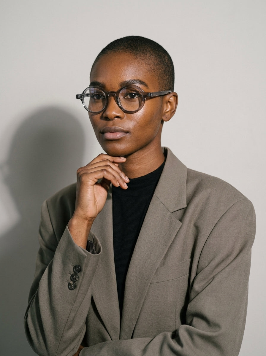 The Index  Transparent Gray | Blue Light Optical Frames | TR90 Round Eyeglasses