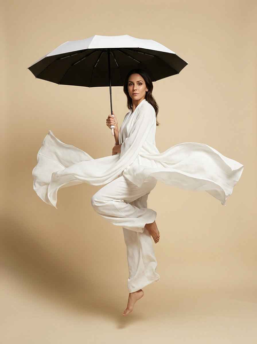 The Bastion - White Compact UPF50+ Automatic Windproof Travel Umbrella