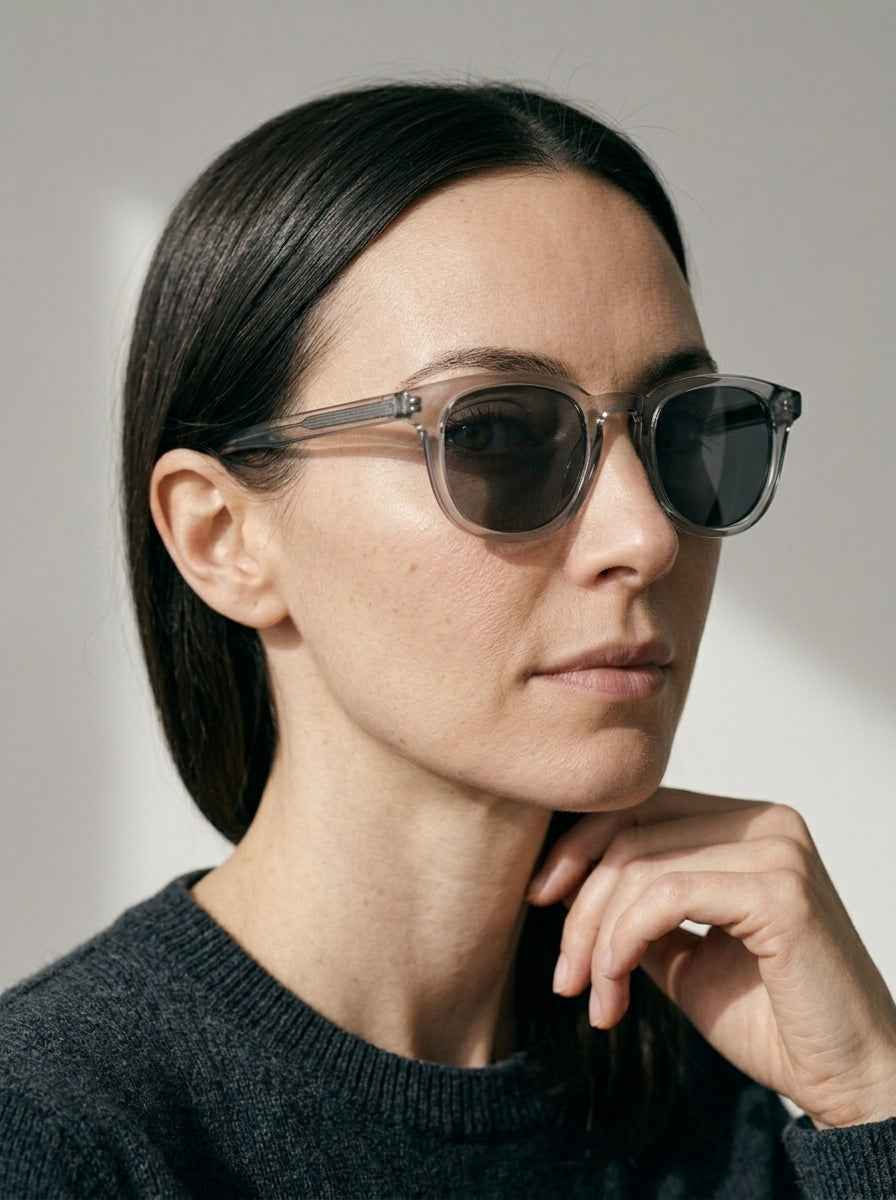 The Archivist Polarized  Transparent Gray | Retro Square Sunglasses | UV400 TAC Polarized Lenses