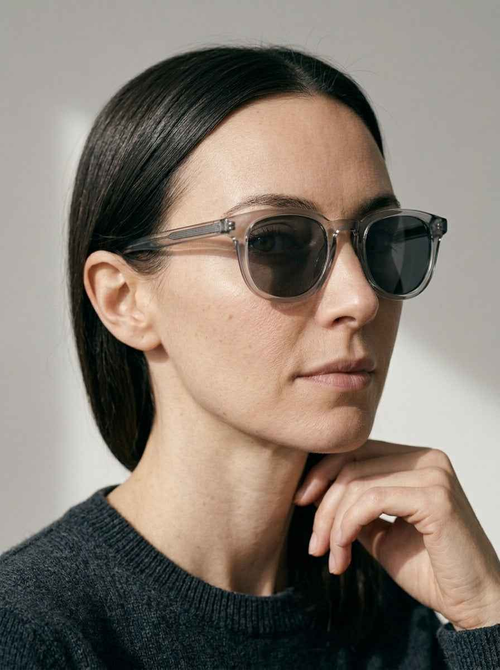 The Archivist Polarized  Transparent Gray | Retro Square Sunglasses | UV400 TAC Polarized Lenses
