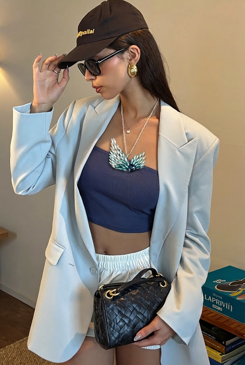 MK-Angel Wings Brooch Copper Gradient Crystal High-End Fashion Pin Luxury Gradient Wings Corsage