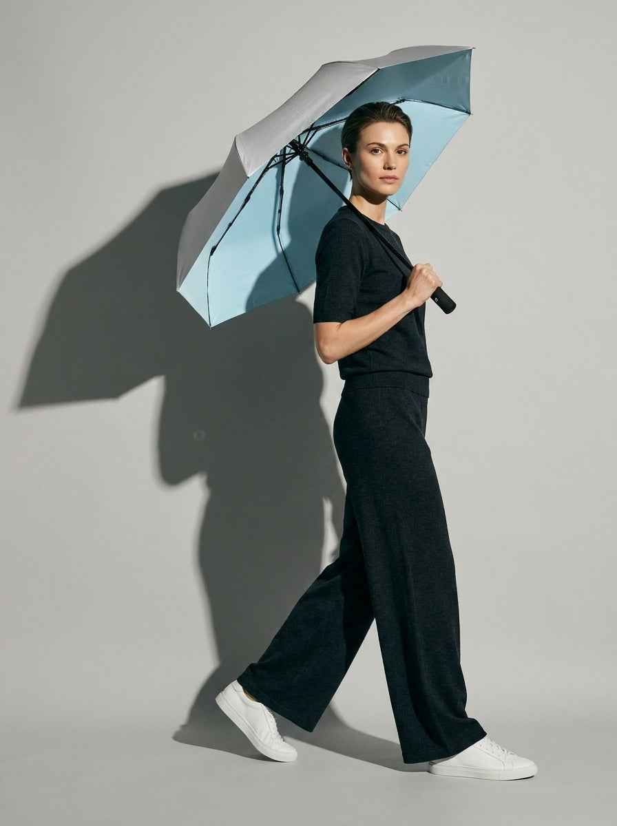 The Canopy - Sky Light Blue | Automatic Titanium Silver UV Umbrella UPF50+ Compact Tri-Fold