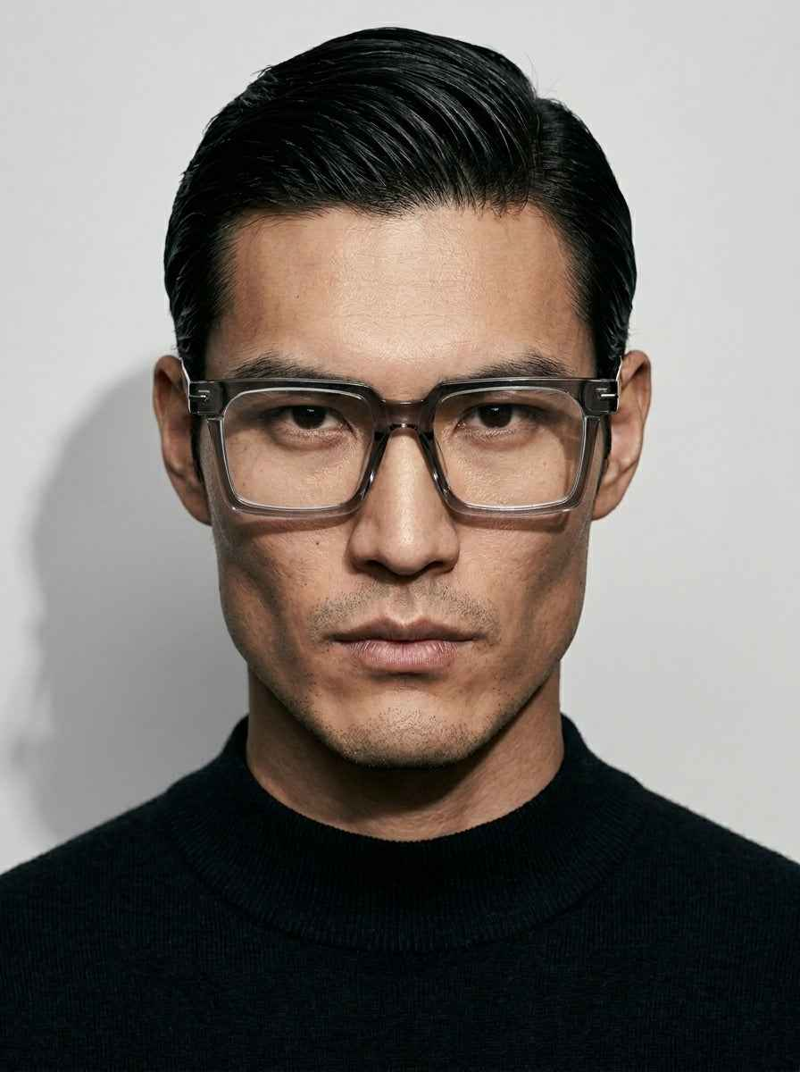 The Facade | Transparent Gray, Blue Light Optical Frames | Square Glasses | TR90 Frame