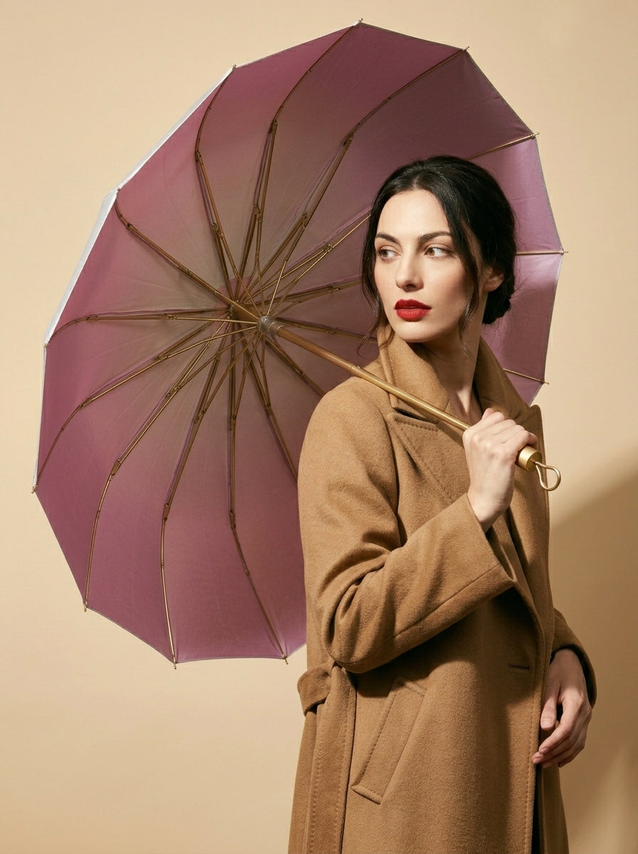 The Prism - Gradient Pink Tri-Fold Umbrella | 16-Rib Compact Sun & Rain Shield